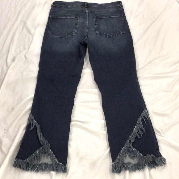 1. State Frayed Tulip Fringed Back Hem Crop Jeans Size 28 - Picture 5 of 10